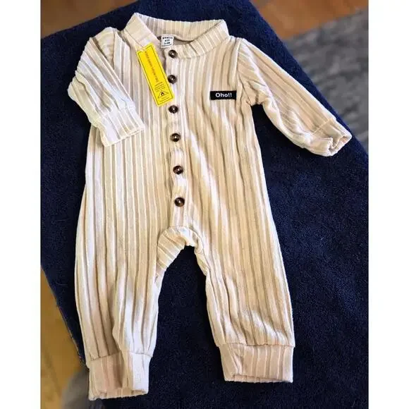 Shein Baby Ribbed Button-Front Romper 3-6M - Picture 2 of 3